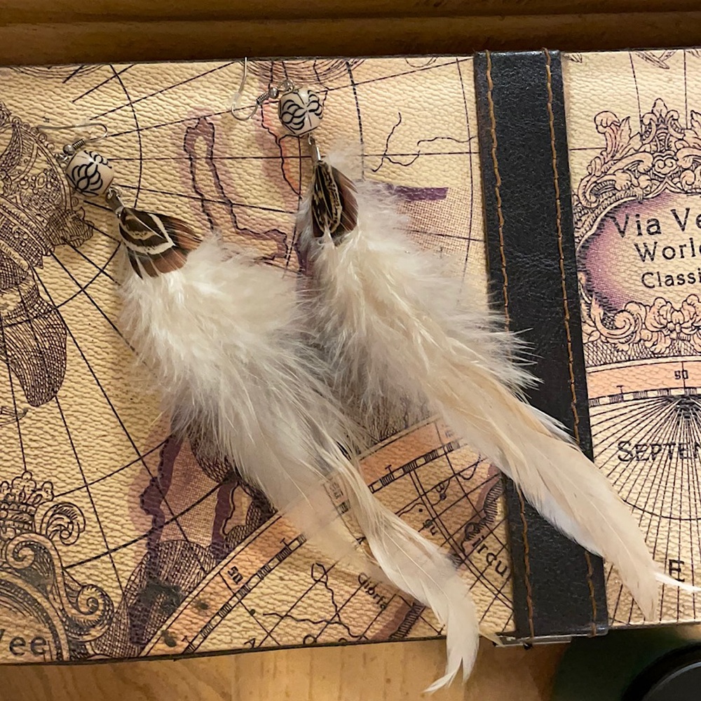 Handmade feather earrings 🪶